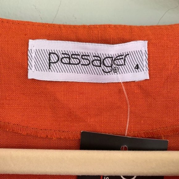 Passager Orange Sequined Embellished 100 Percent Linen Dress ~ NWT - Picture 10 of 12